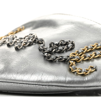 Chanel Metallic Crumpled Calfskin Chain 20s Signe Waist Bag Silver 10 of 14