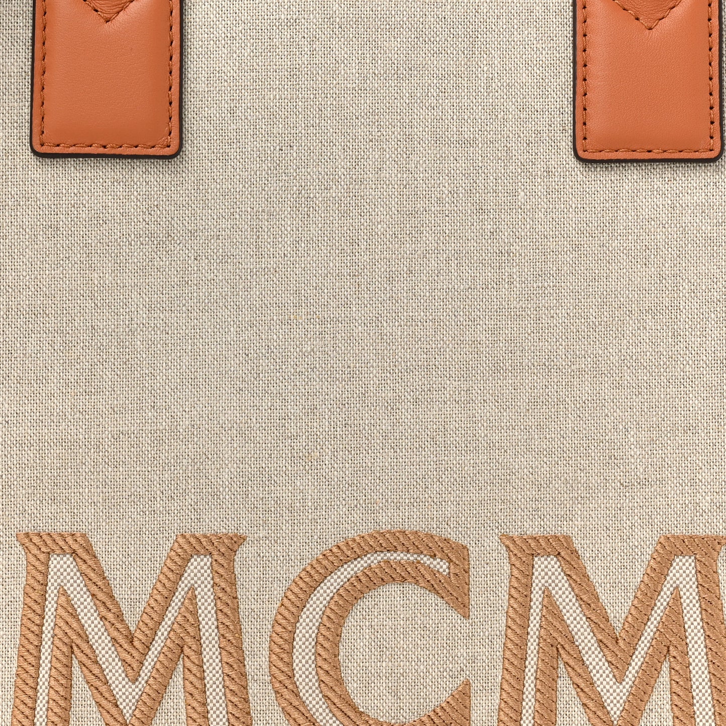 Calfskin Linen Large Munchen Tote Cognac