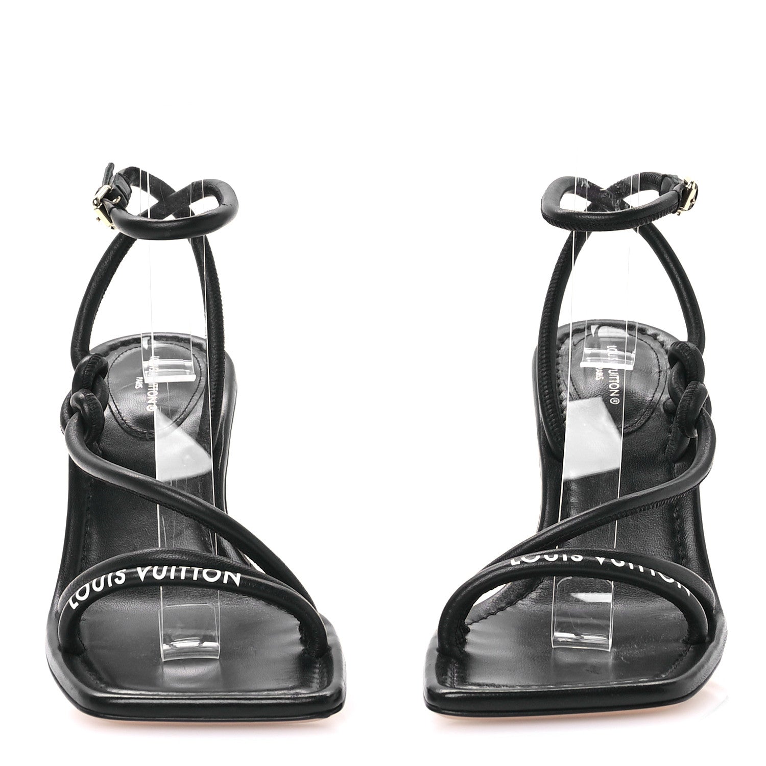 Louis Vuitton Lambskin Strappy Slingback Sandal 37 Black 2 of 7