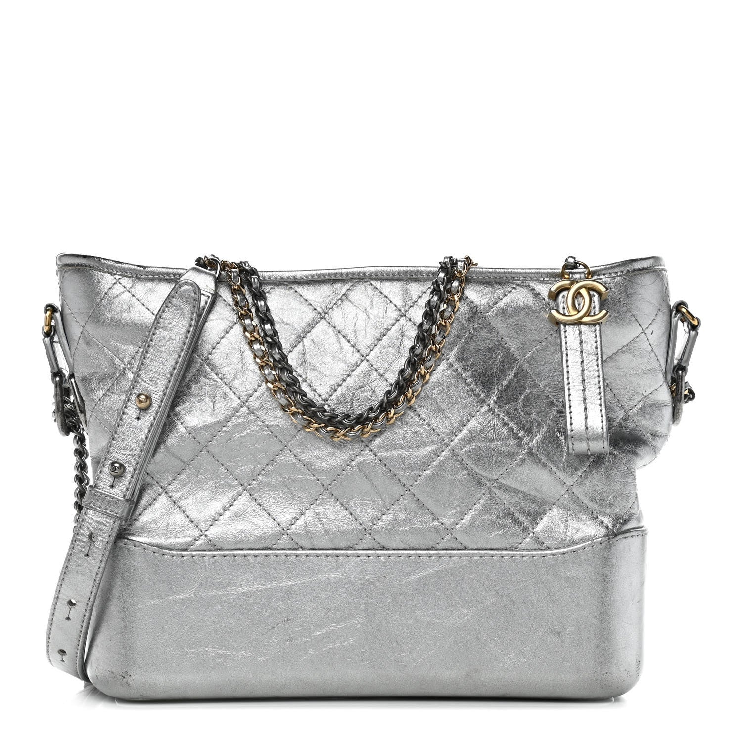 Chanel Metallic Aged Calfskin Quilted Medium Gabrielle Silver 1 of 13