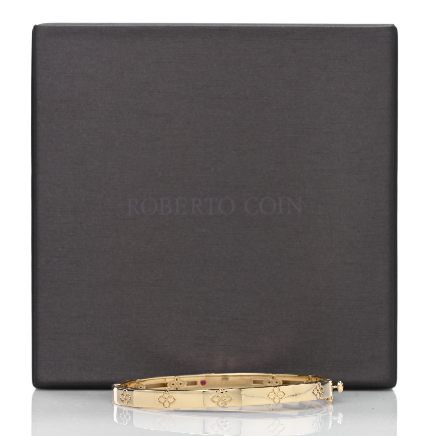 Roberto Coin 18K Yellow Gold Narrow Love in Verona Bangle Bracelet 5 of 5