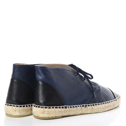 Chanel Lambskin Canvas Cap Toe Lace Up Espadrilles 42 Dark Navy Blue 3 of 9