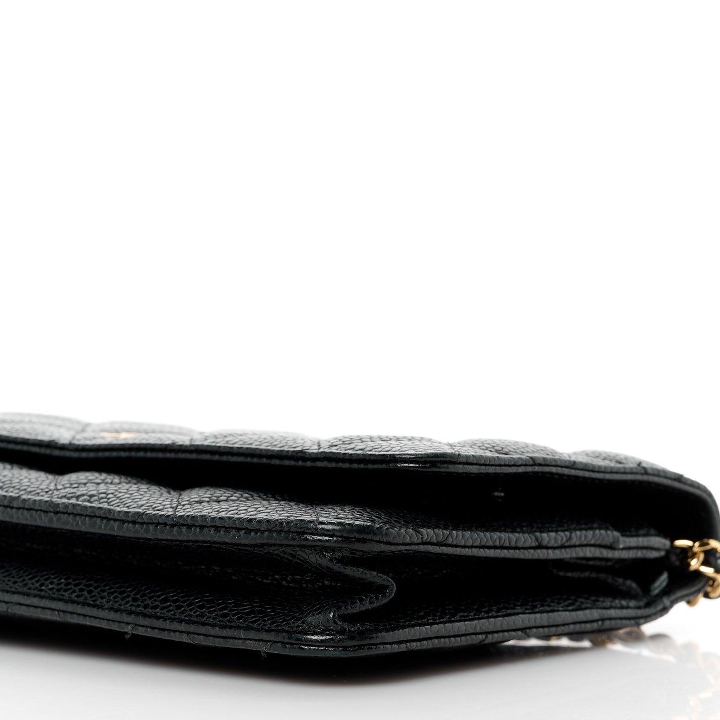 Caviar Quilted Wallet on Chain WOC Black