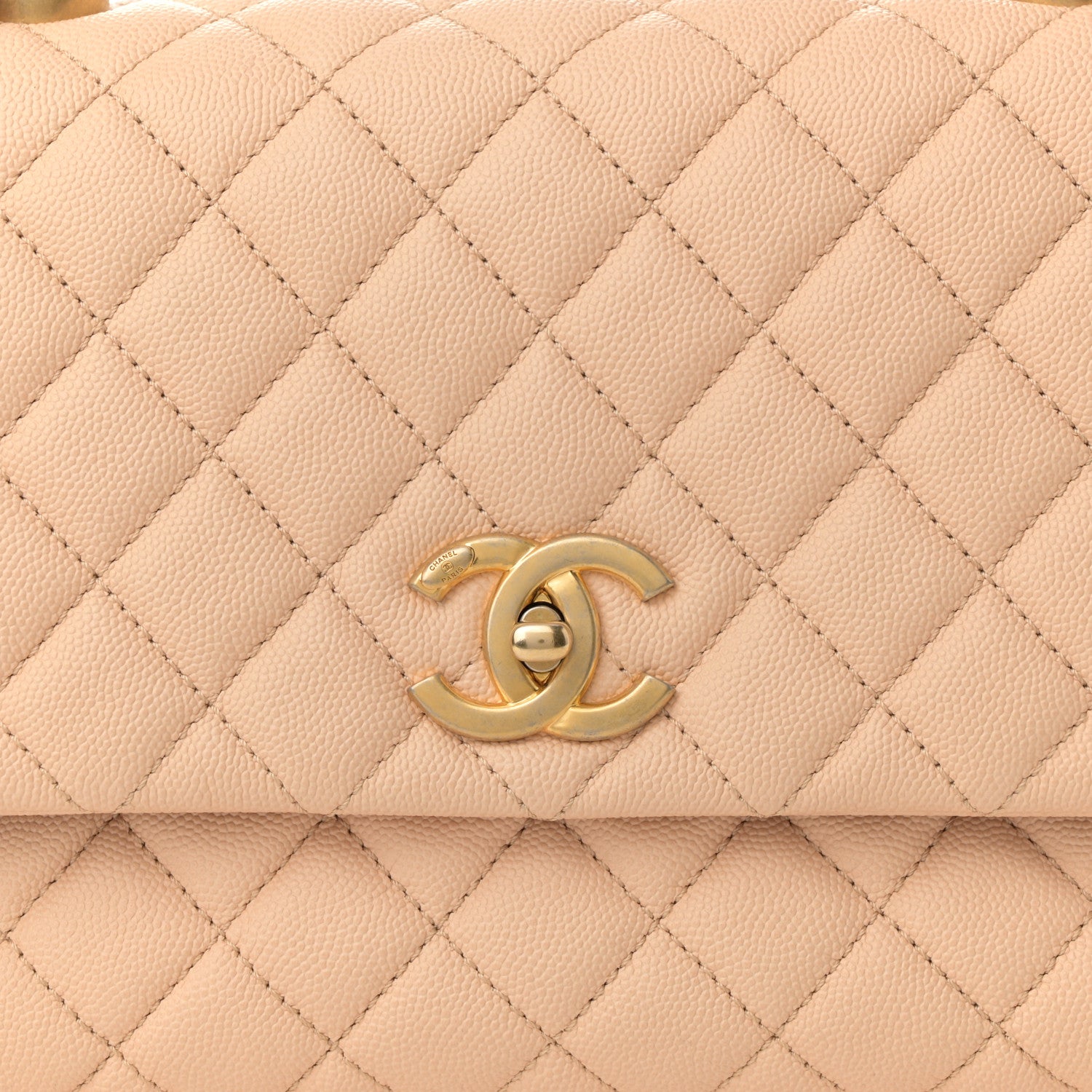 Chanel Caviar Quilted Small Coco Handle Flap Beige 8 of 11