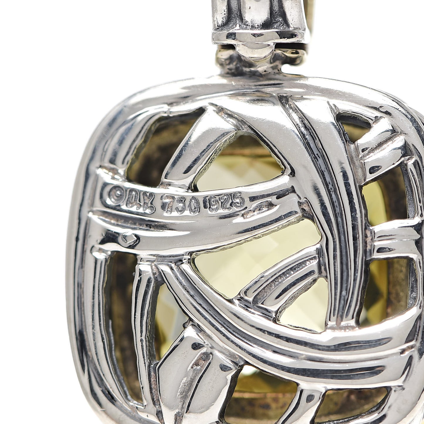 Sterling Silver 18K Yellow Gold Lemon Citrine 14mm Albion Enhancer Pendant