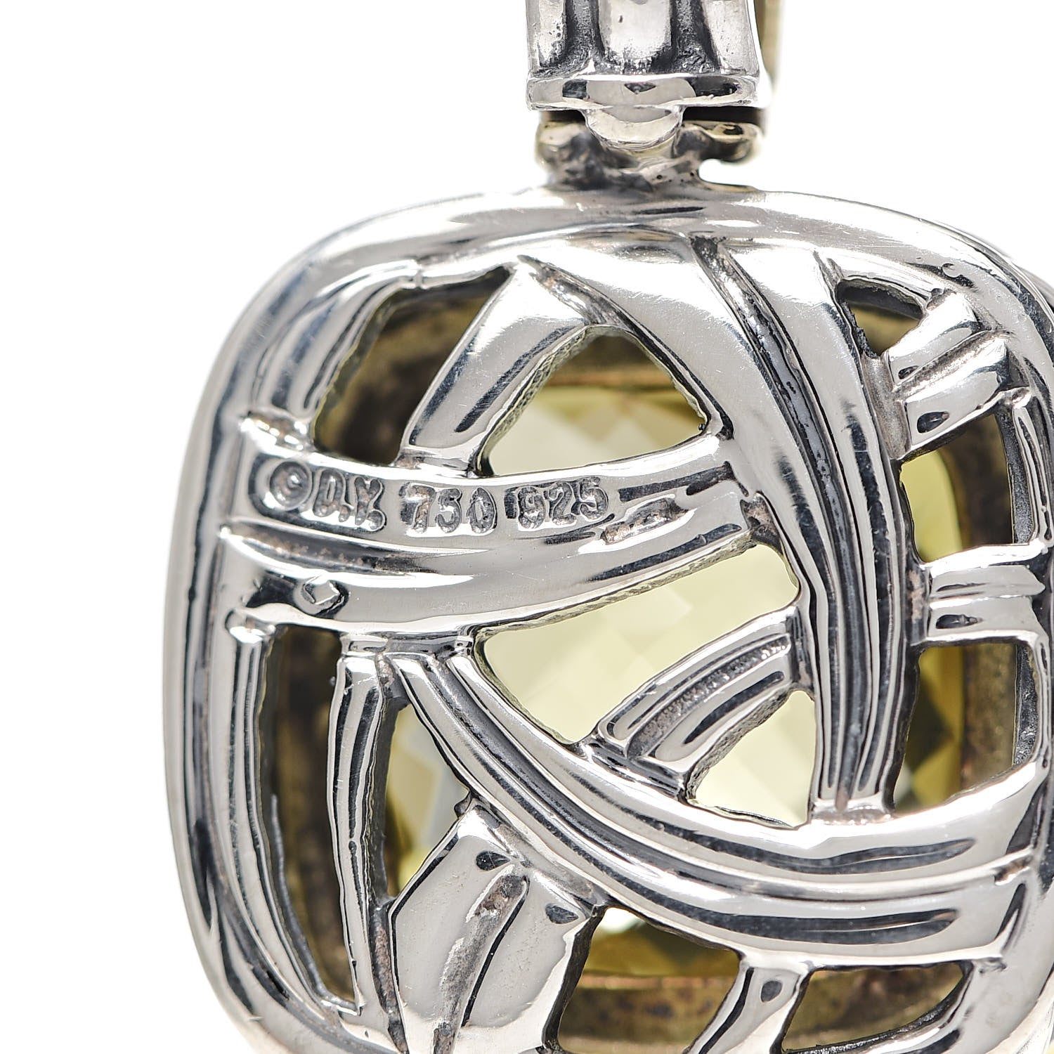 David Yurman Sterling Silver 18K Yellow Gold Lemon Citrine 14mm Albion Enhancer Pendant 3 of 3