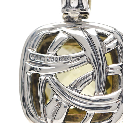 David Yurman Sterling Silver 18K Yellow Gold Lemon Citrine 14mm Albion Enhancer Pendant 3 of 3
