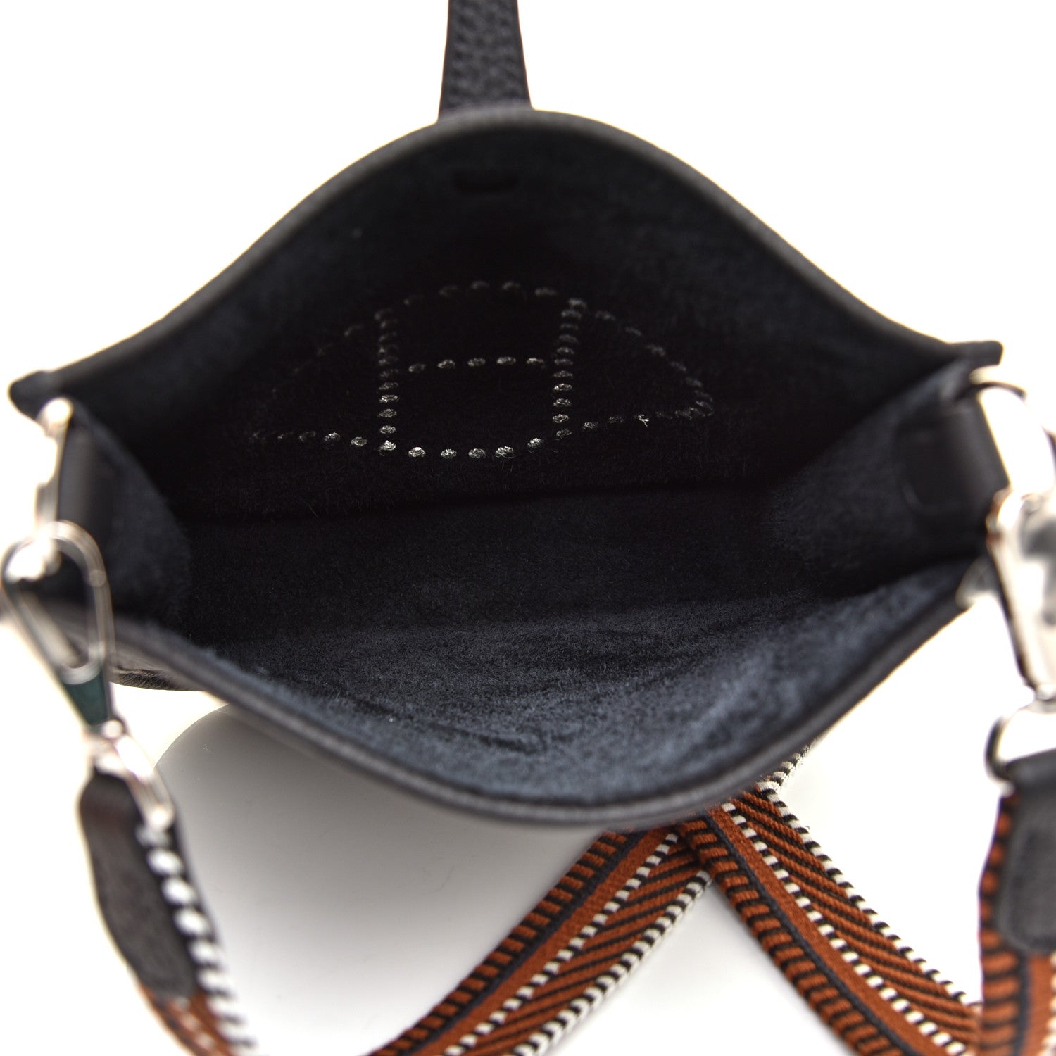 Hermes Taurillon Clemence Amazone Sangle Cavale Evelyne TPM Black Noisette 5 of 10