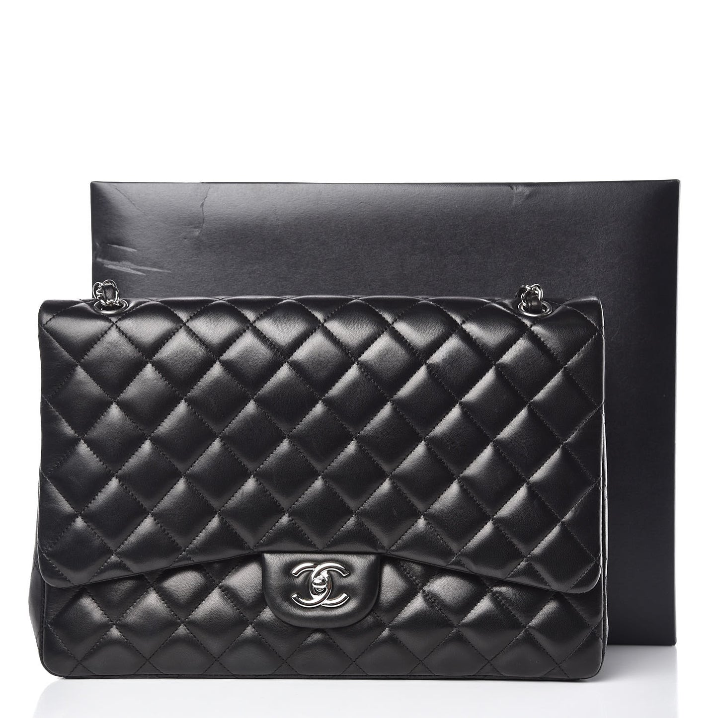 Lambskin Quilted Maxi Single Flap Black