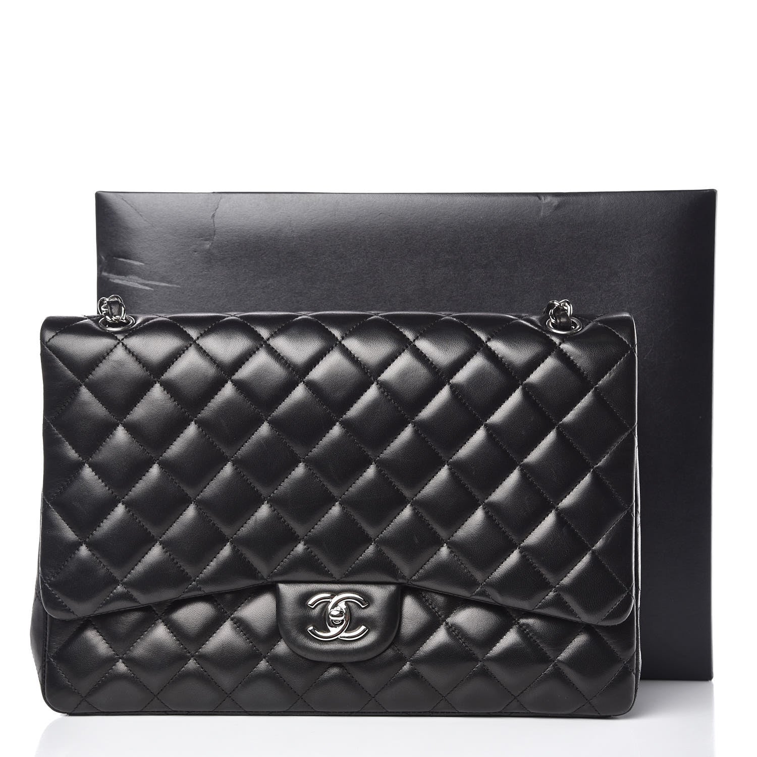 Chanel Lambskin Quilted Maxi Single Flap Black 12 of 15
