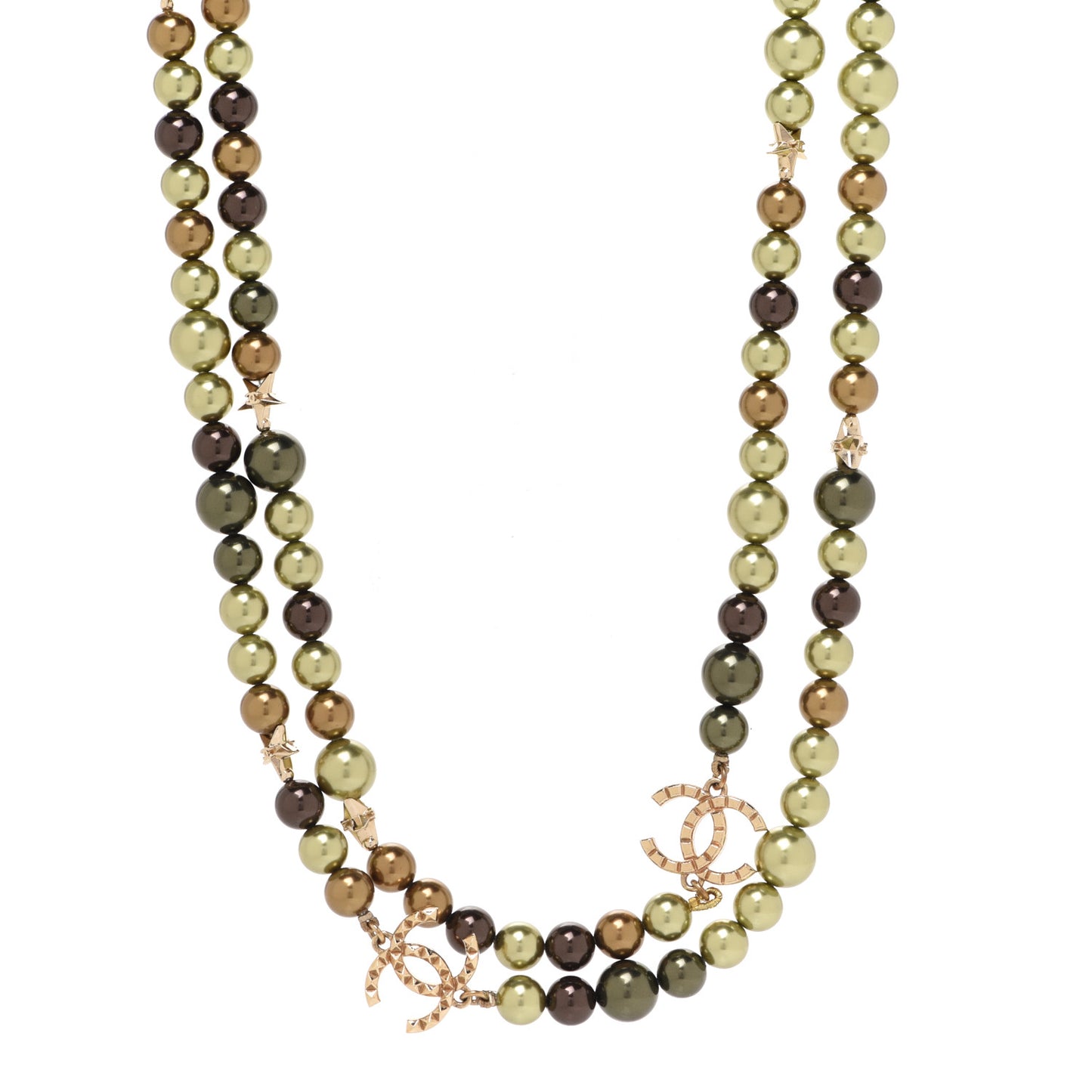 Metal Textured Bead CC Long Necklace Gold Multicolor
