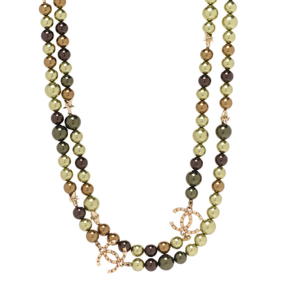 Chanel Metal Textured Bead CC Long Necklace Gold Multicolor 1 of 5