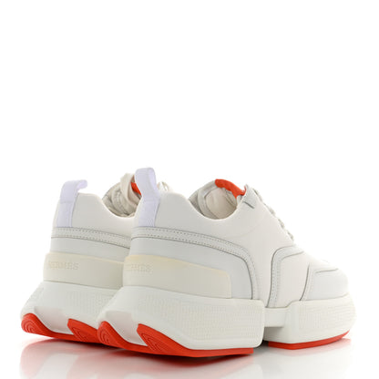 Hermes Mesh Calfskin Womens Giga Sneakers 39 White 4 of 10