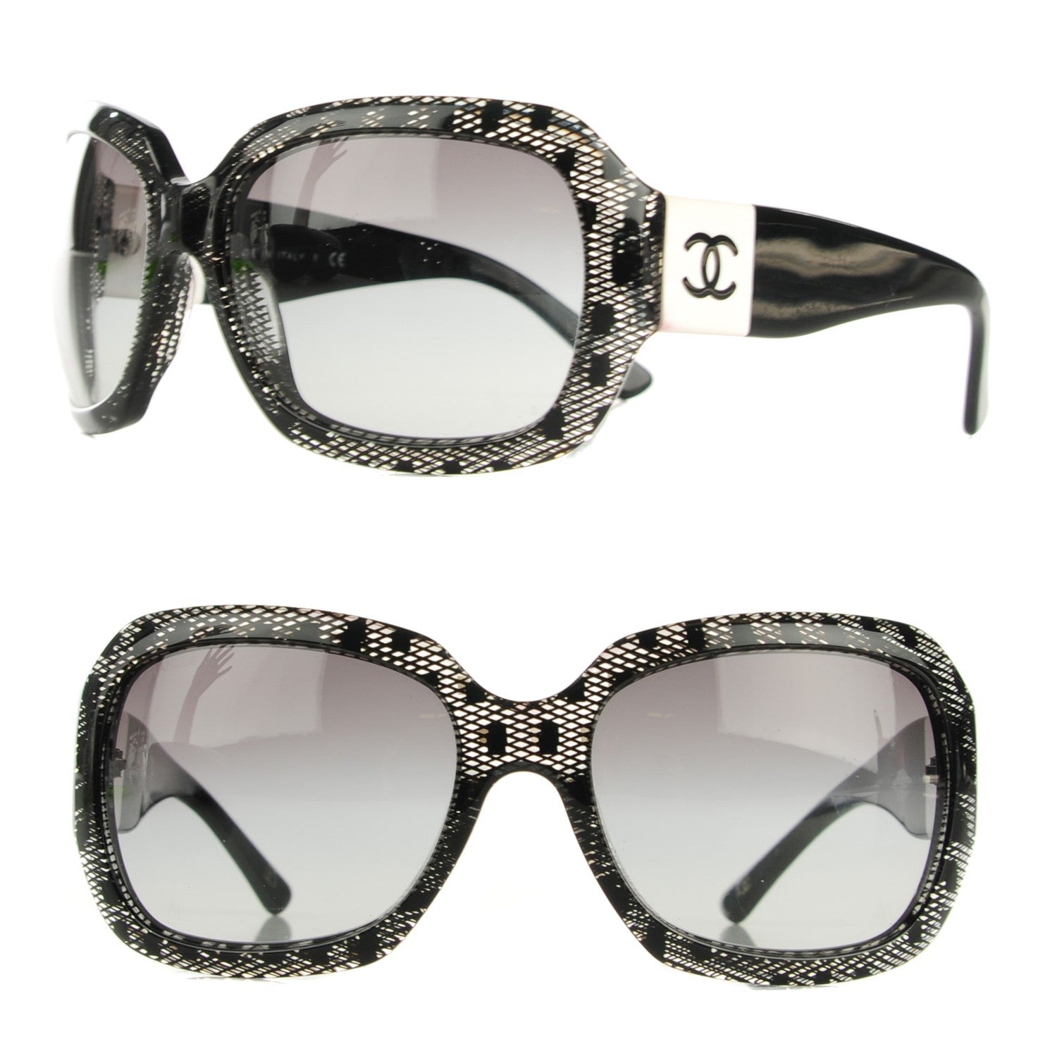 Chanel Acetate CC Lace Effect Sunglasses 5146 Black White 1 of 6