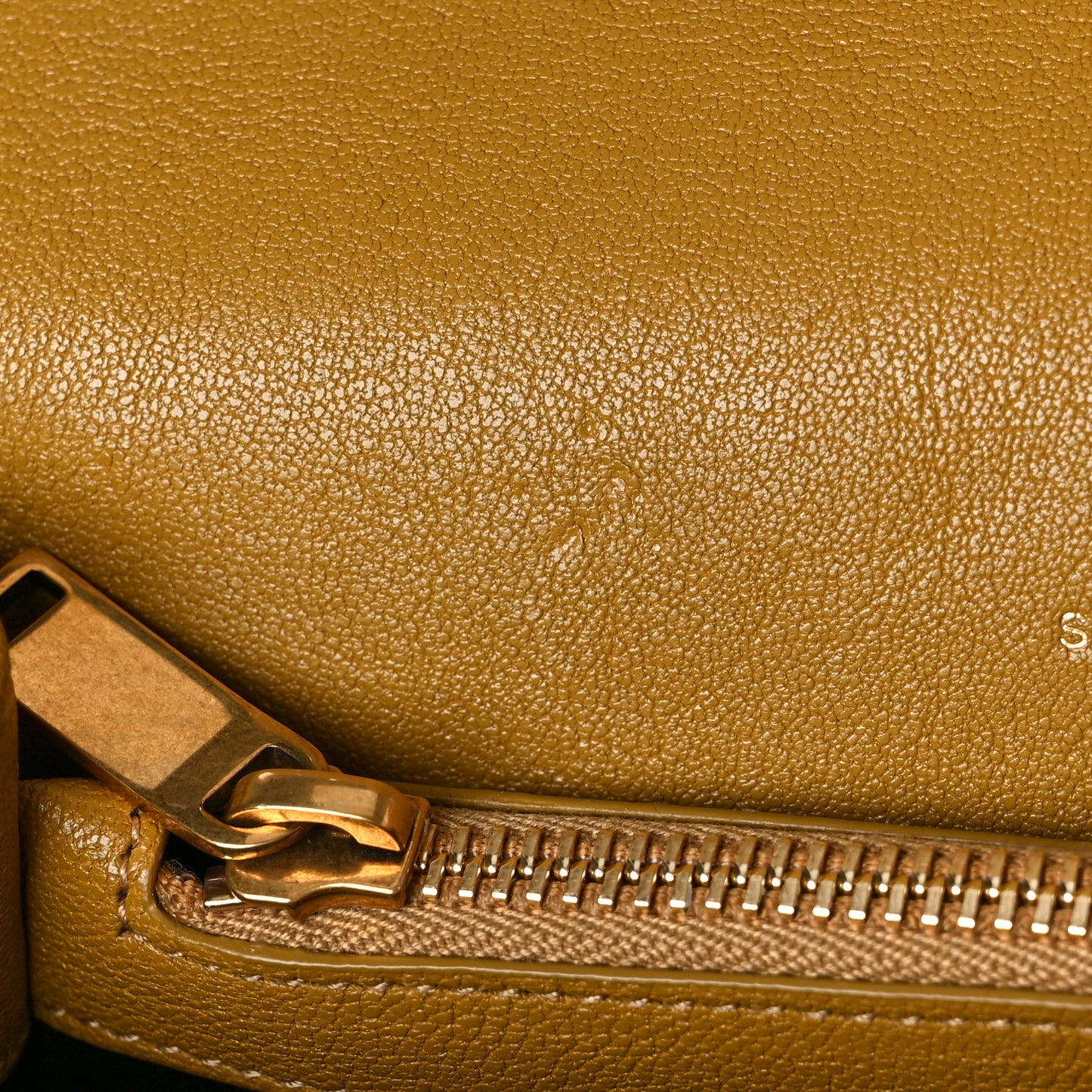 Sheepskin Matelasse Chevron Monogram Medium College Bag Olive