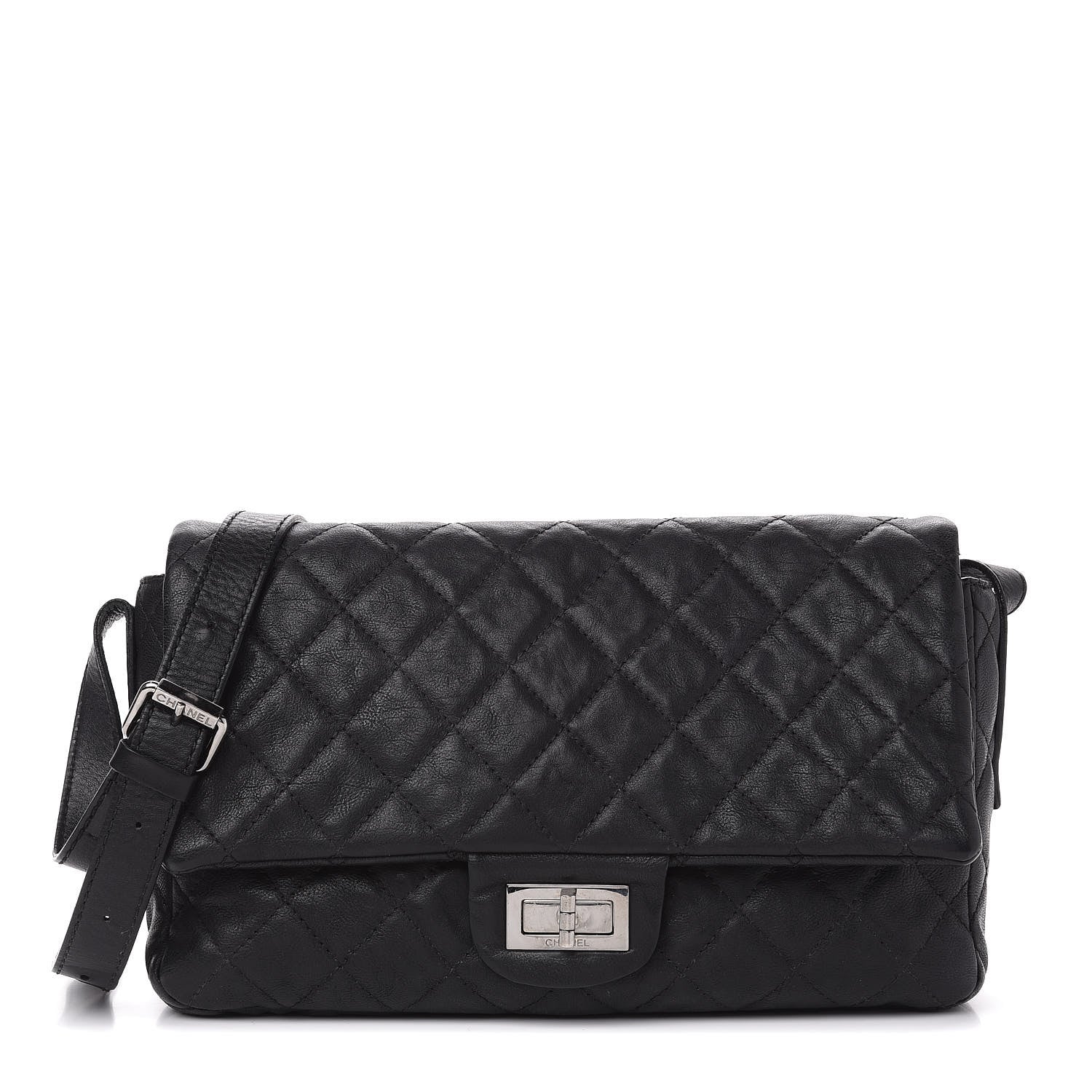 Chanel Calfskin Quilted Jumbo Easy Reissue Messenger Flap Black 1 of 13