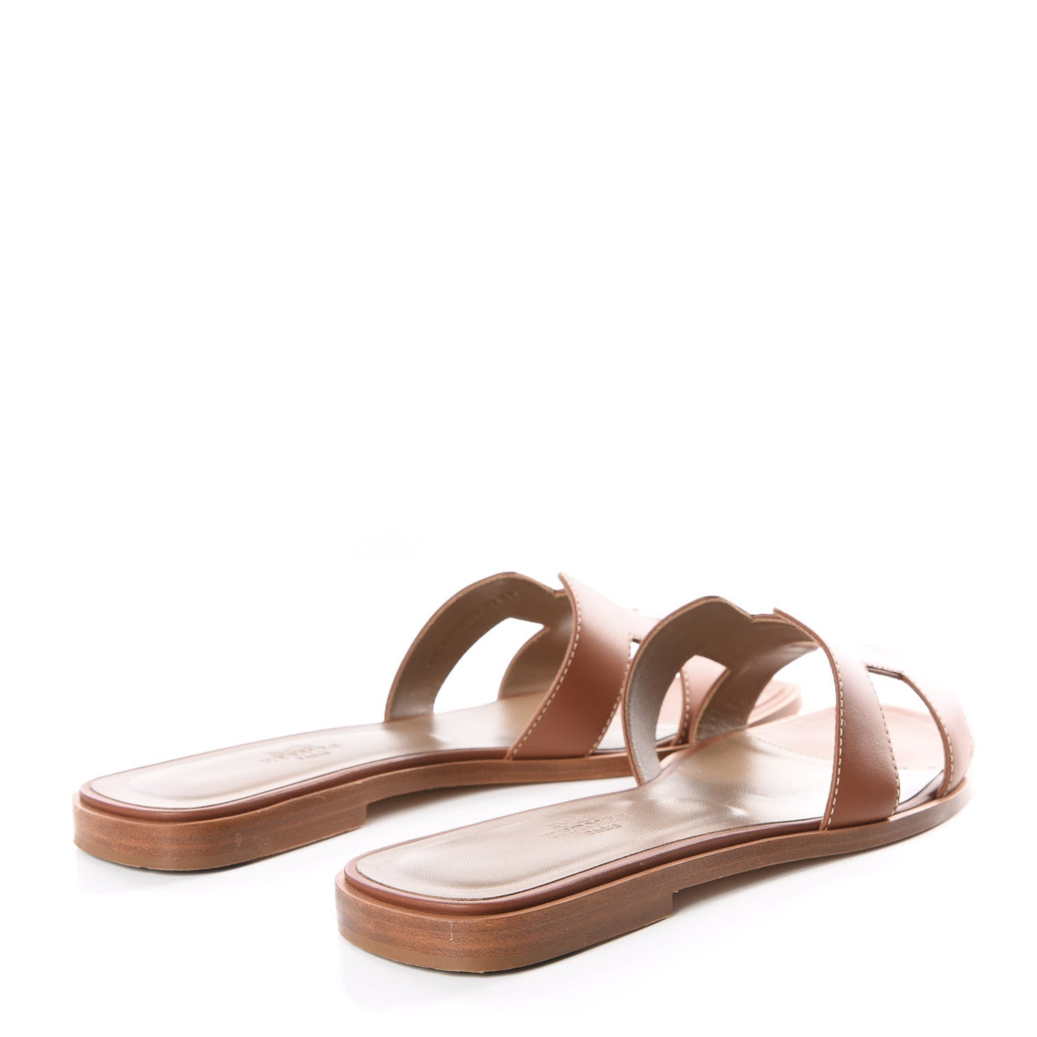 Hermes Box Calfskin Oran Sandals 39.5 Gold 4 of 9
