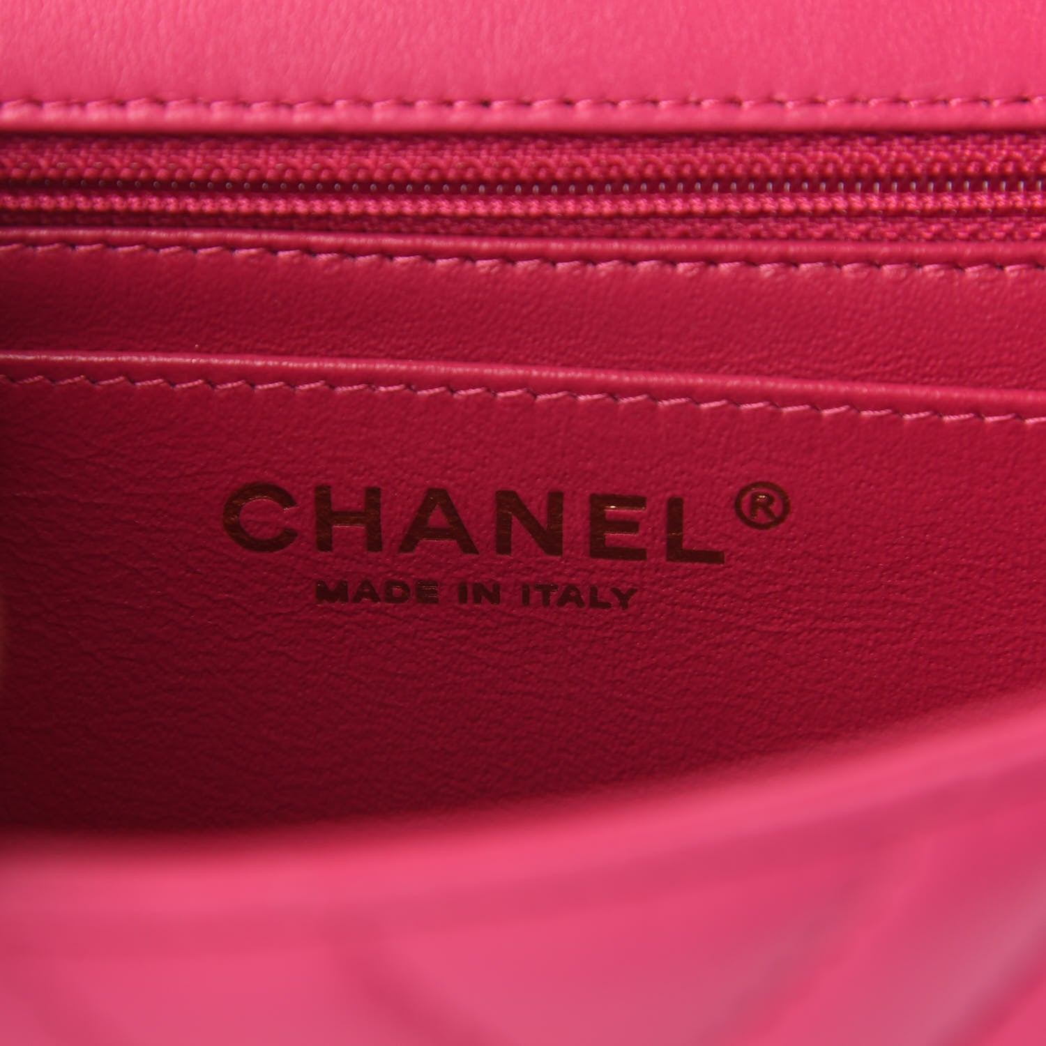 Chanel Lambskin Chevron Quilted Mini Square Flap Fuchsia 6 of 8