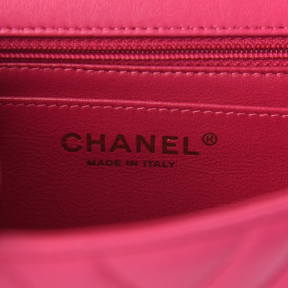 Chanel Lambskin Chevron Quilted Mini Square Flap Fuchsia 6 of 8
