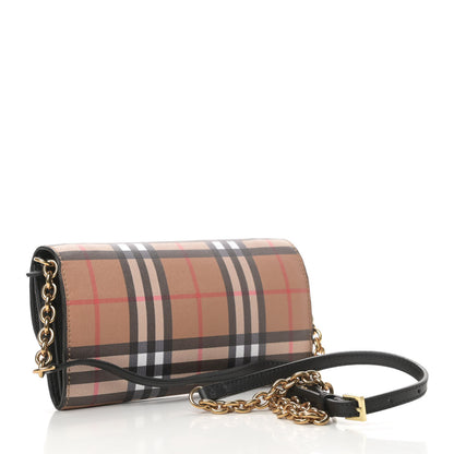 Burberry Vintage Check Henley Wallet On Chain Black 3 of 11