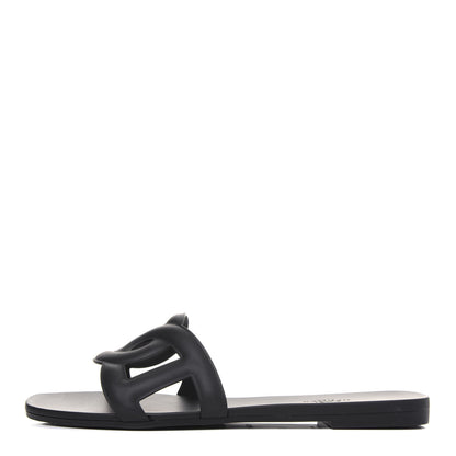 Hermes Rubber Aloha Sandals 39 Black 1 of 8