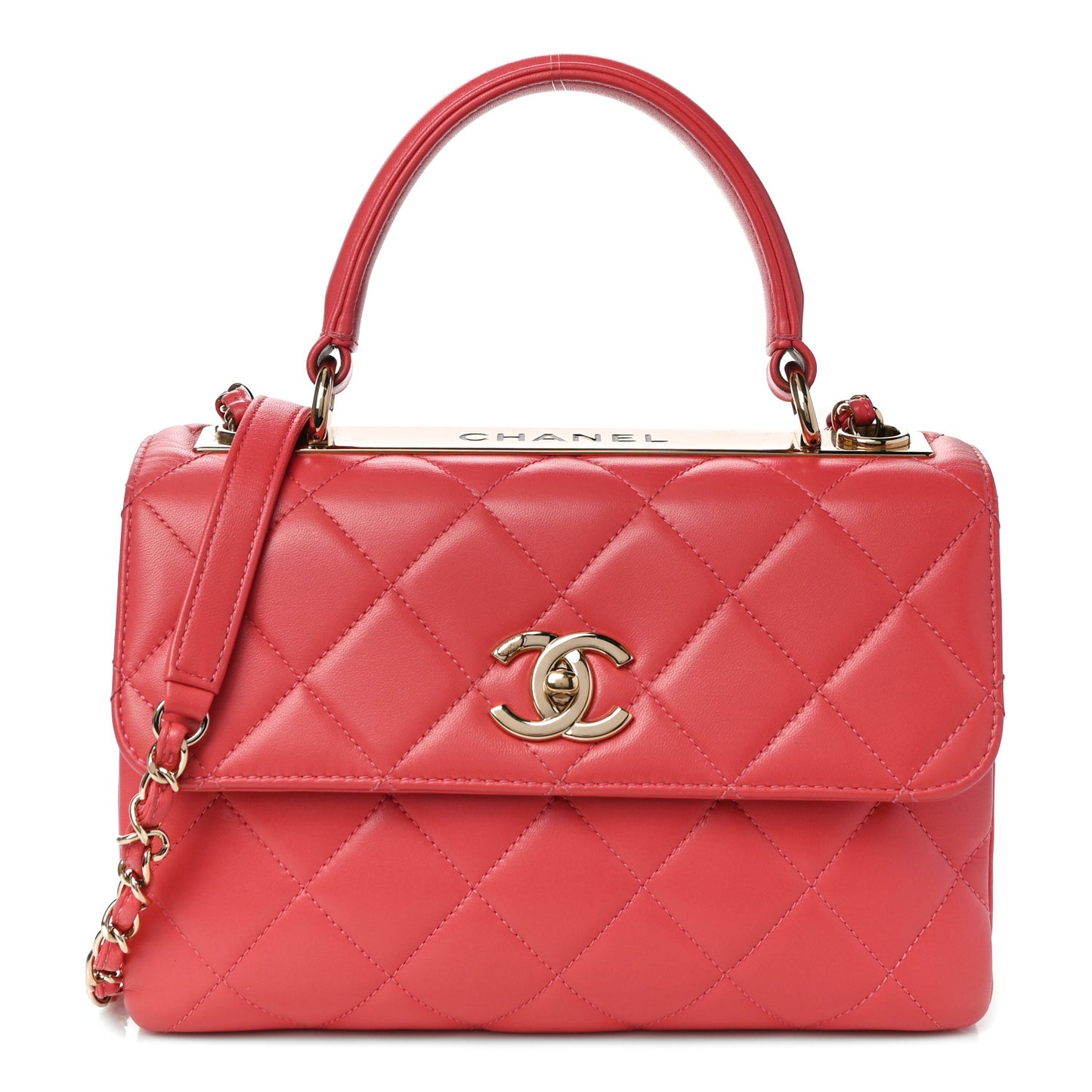Lambskin Quilted Small Trendy CC Flap Dual Handle Bag Pink