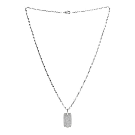Sterling Silver Pave Diamond Streamline Tag Pendant Necklace