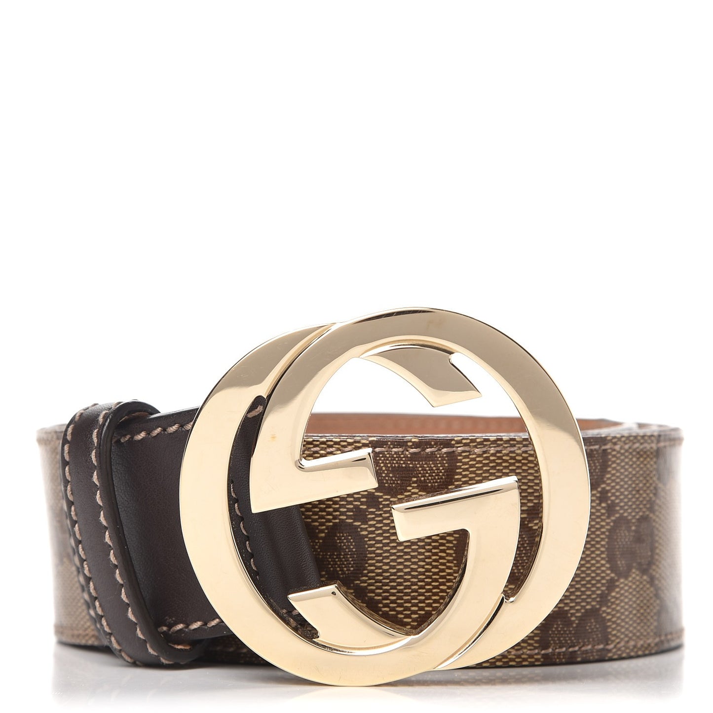 Crystal Monogram Interlocking G Belt 100 40 Dark Brown