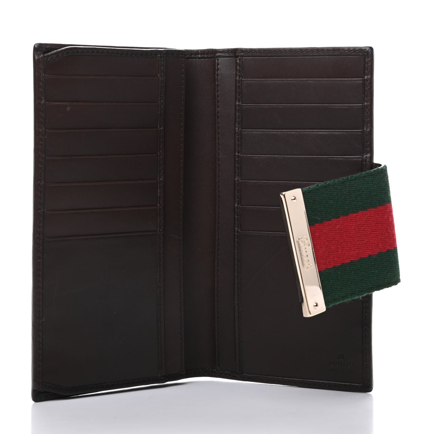 Monogram Calfskin Ladies Web Continental Wallet Beige Ebony Cocoa