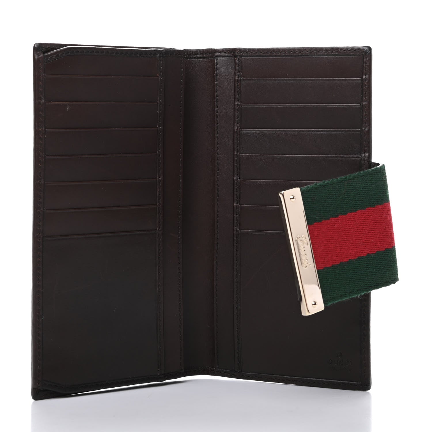 Gucci Monogram Calfskin Ladies Web Continental Wallet Beige Ebony Cocoa 5 of 8