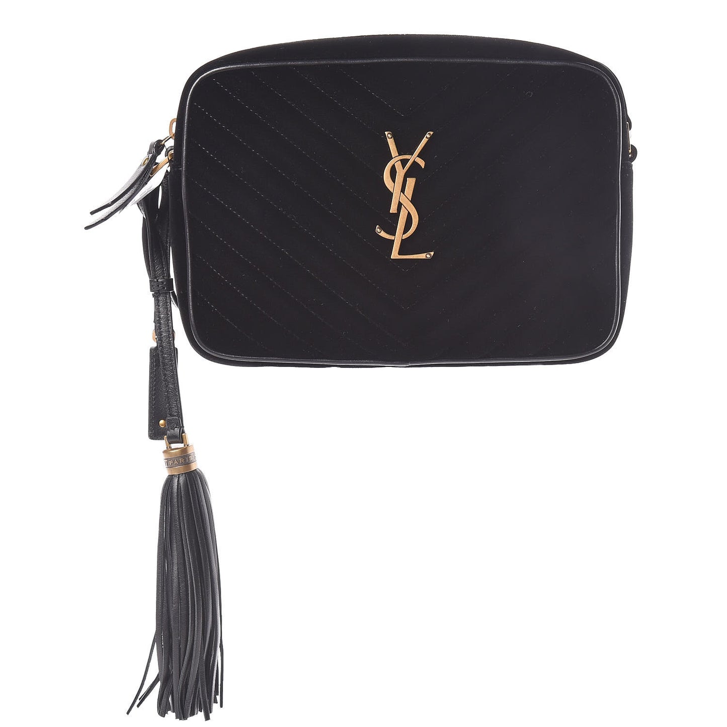 Velvet Matelasse Monogram Lou Camera Bag Black