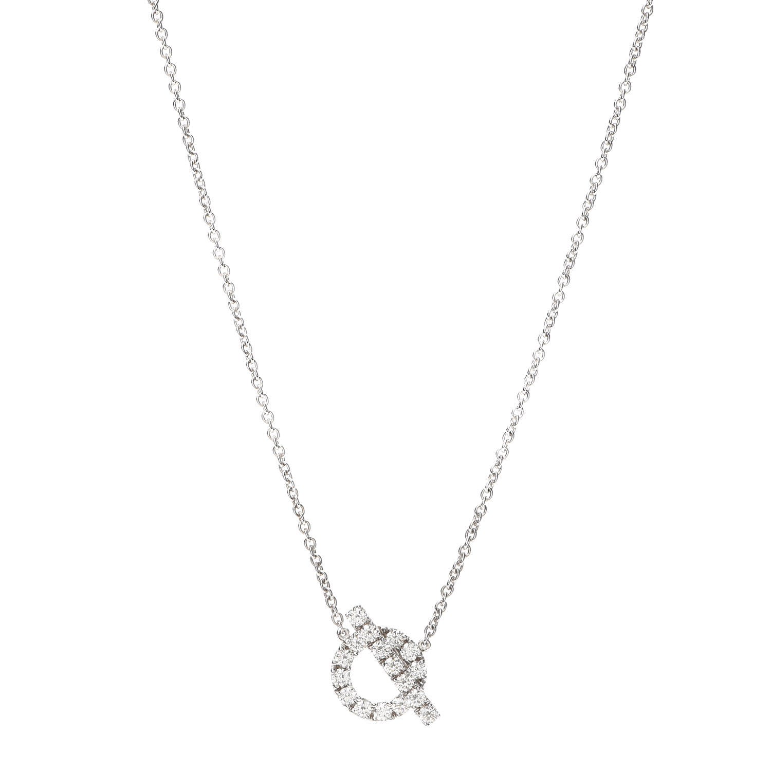 Hermes 18K White Gold Diamond Finesse Pendant Necklace 1 of 6