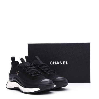 Chanel Velvet Calfskin Mixed Fibers CC Sneakers 40 Black 10 of 10