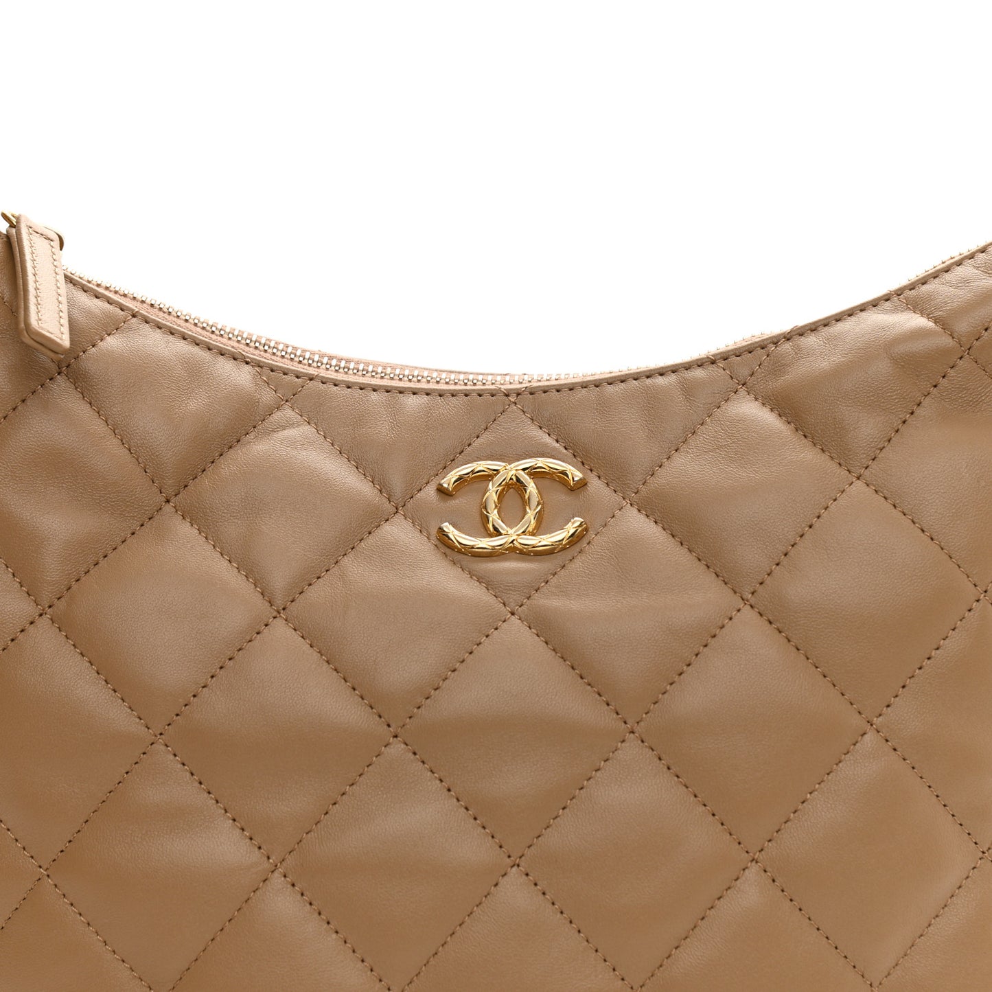 Lambskin Quilted Hobo Beige