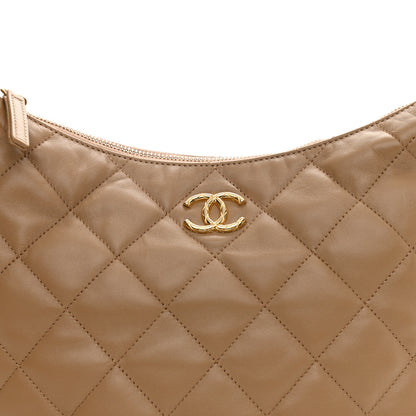 Chanel Lambskin Quilted Hobo Beige 8 of 8
