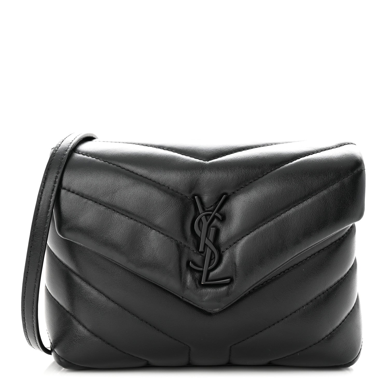 Saint Laurent Calfskin Y Quilted Monogram Monochrome Toy Loulou Crossbody Bag Black 1 of 12