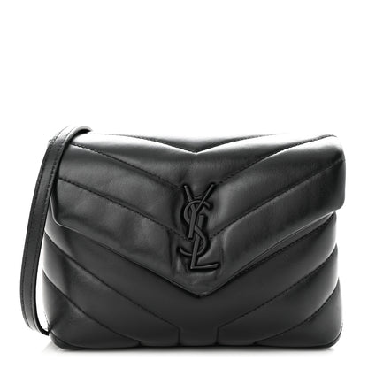 Saint Laurent Calfskin Y Quilted Monogram Monochrome Toy Loulou Crossbody Bag Black 1 of 12