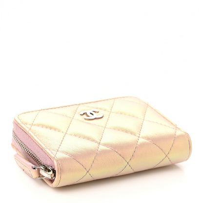 Chanel Iridescent Calfskin Quilted Zip Coin Purse Wallet Pink 4 of 8