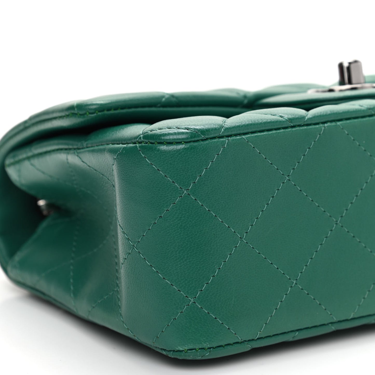 Lambskin Quilted Mini Rectangular Flap Green