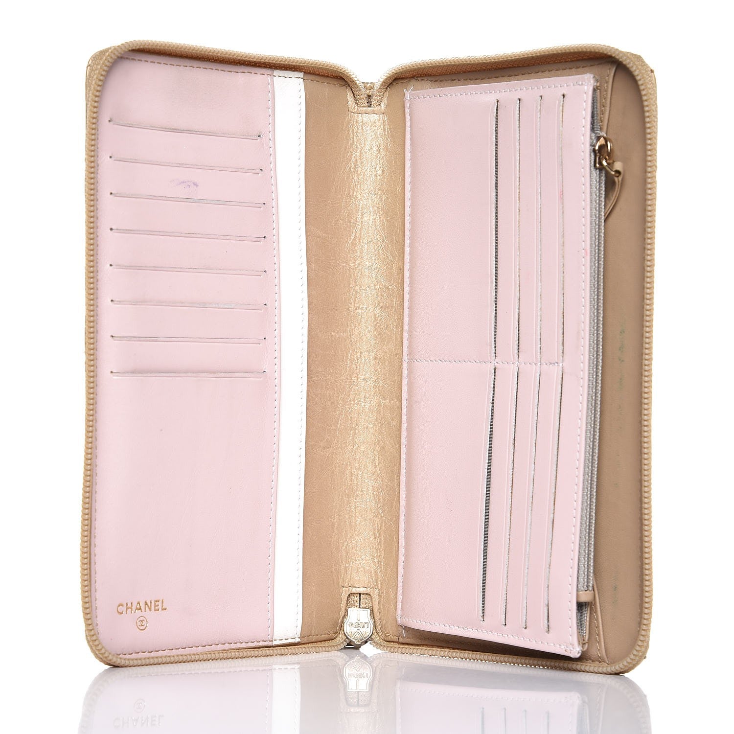 Chanel Metallic Aged Calfskin Quilted Palette Large Zip Around Organizer Wallet Gold 5 of 19