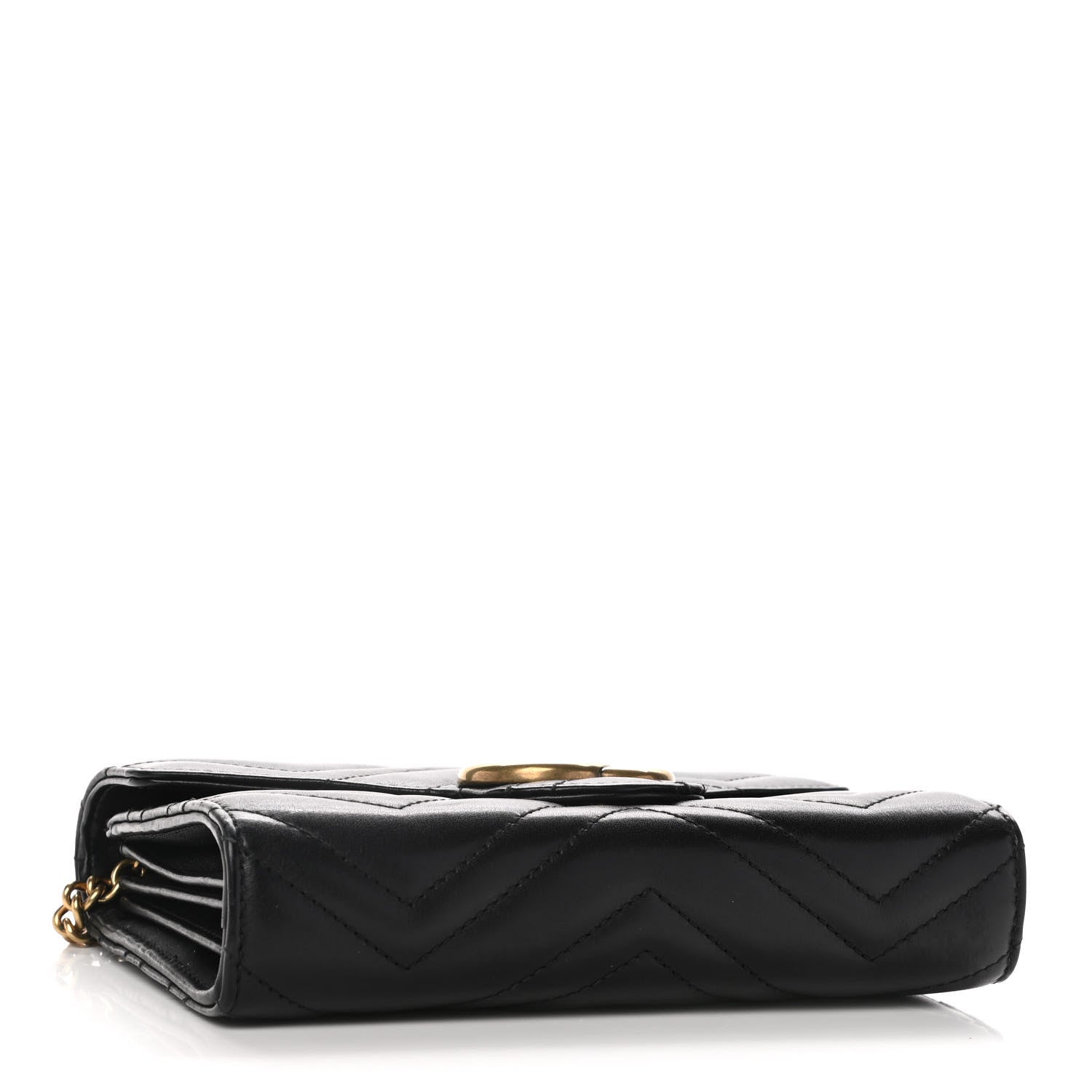 Gucci Calfskin Matelasse GG Marmont Chain Wallet Black 4 of 10