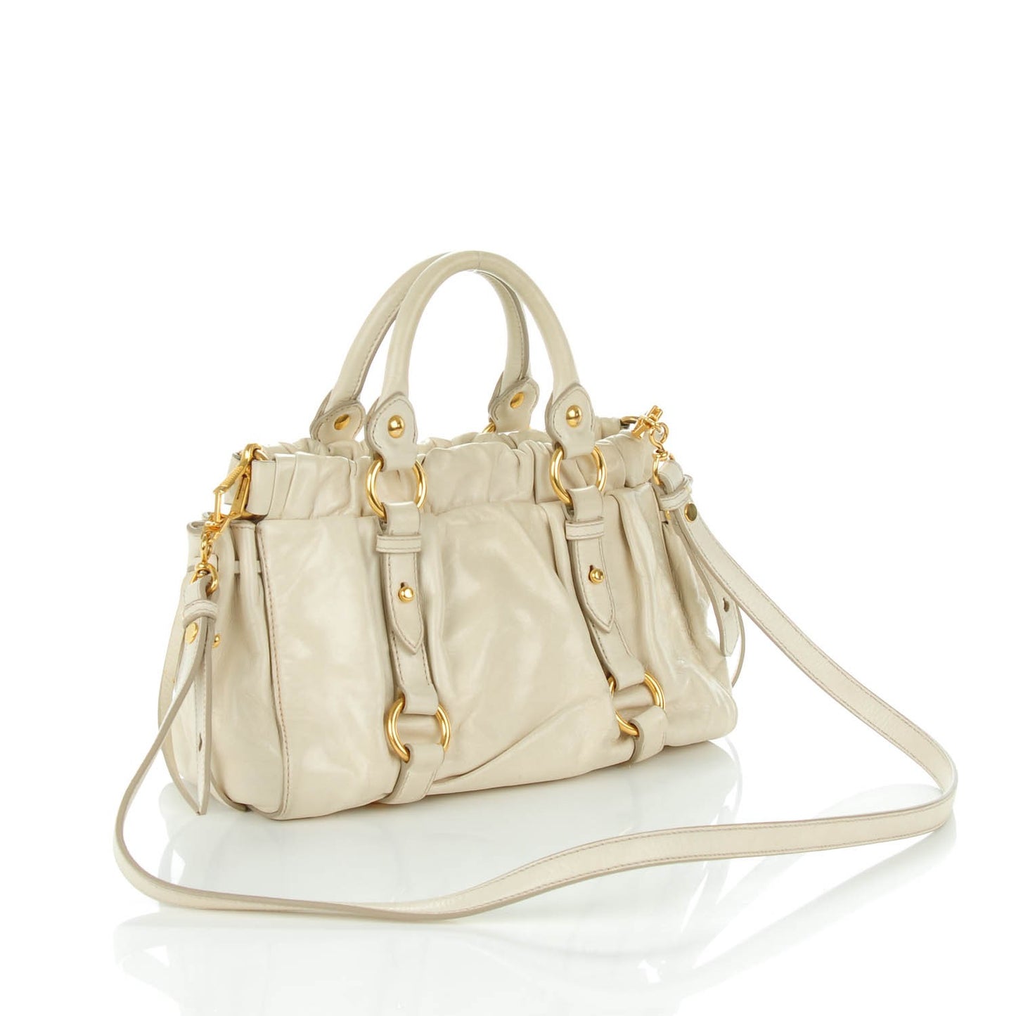 Vitello Lux Gathered Tote Quarzo