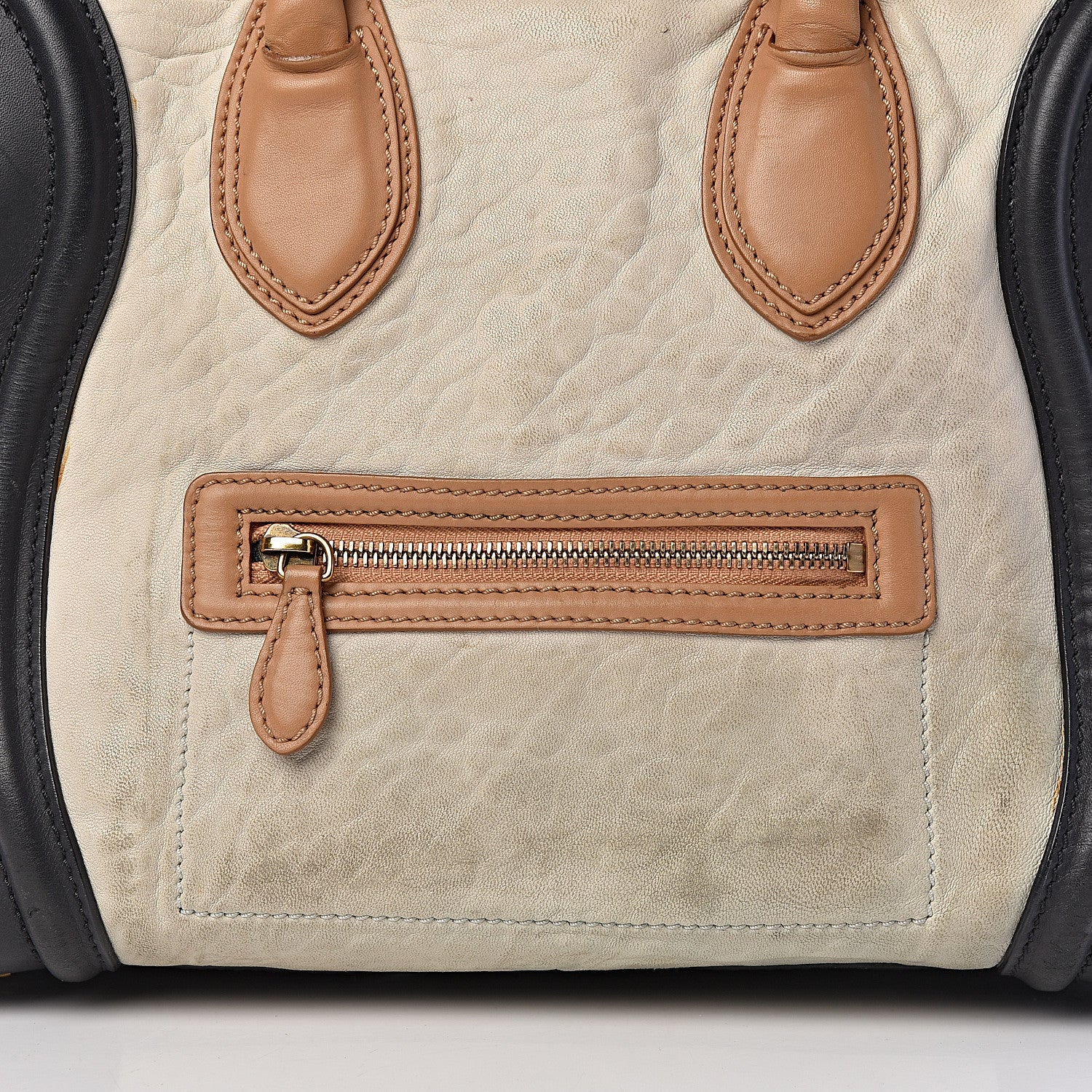 Celine Smooth Calfskin Shrunken Lambskin Mini Tri-Color Luggage White 13 of 33
