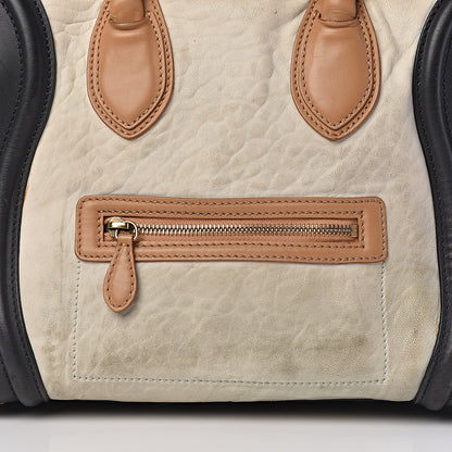 Celine Smooth Calfskin Shrunken Lambskin Mini Tri-Color Luggage White 13 of 33
