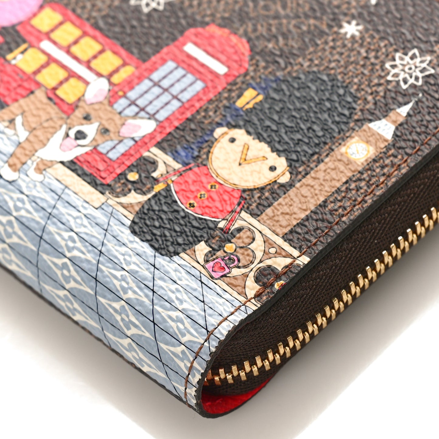 Damier Ebene 2021 Christmas Animation London Zippy Coin Purse Red