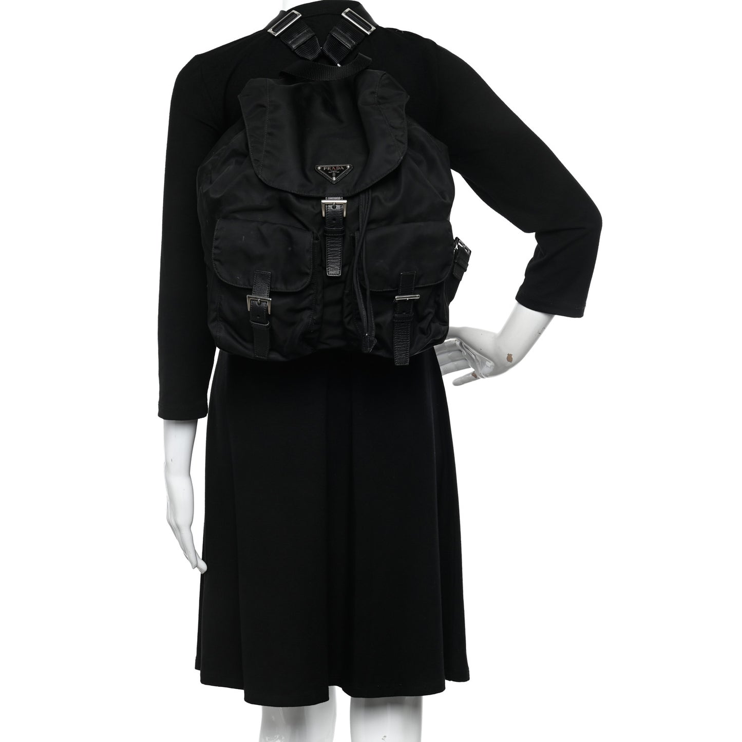 Tessuto Nylon Saffiano Medium Backpack Black