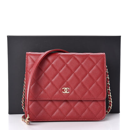 Chanel Caviar Quilted Square Wallet On Chain WOC Dark Red 12 of 12