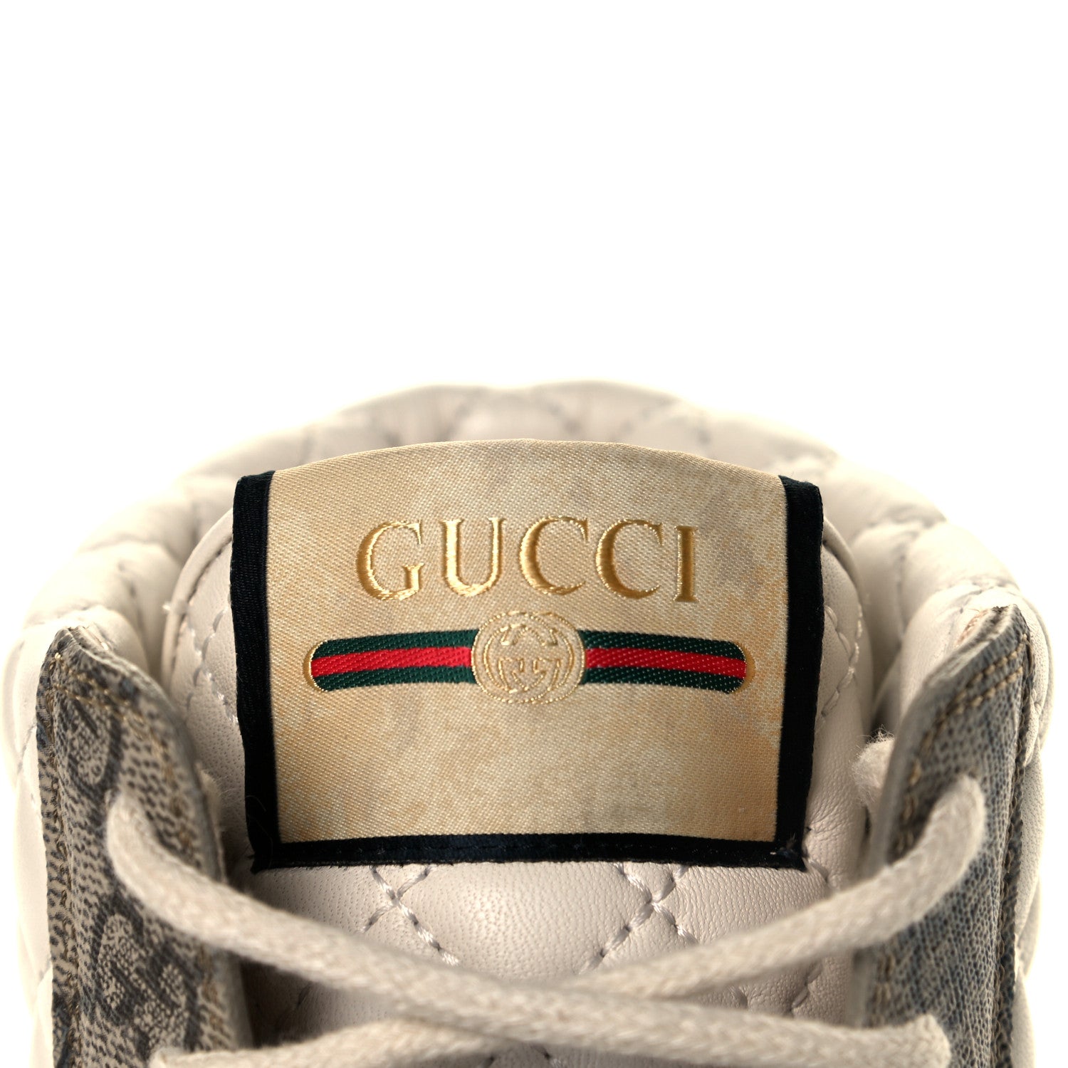 Gucci Calfskin GG Supreme Monogram Nappa Quilted Lace Up Ankle Boots 40 Mystic White Beige 8 of 9