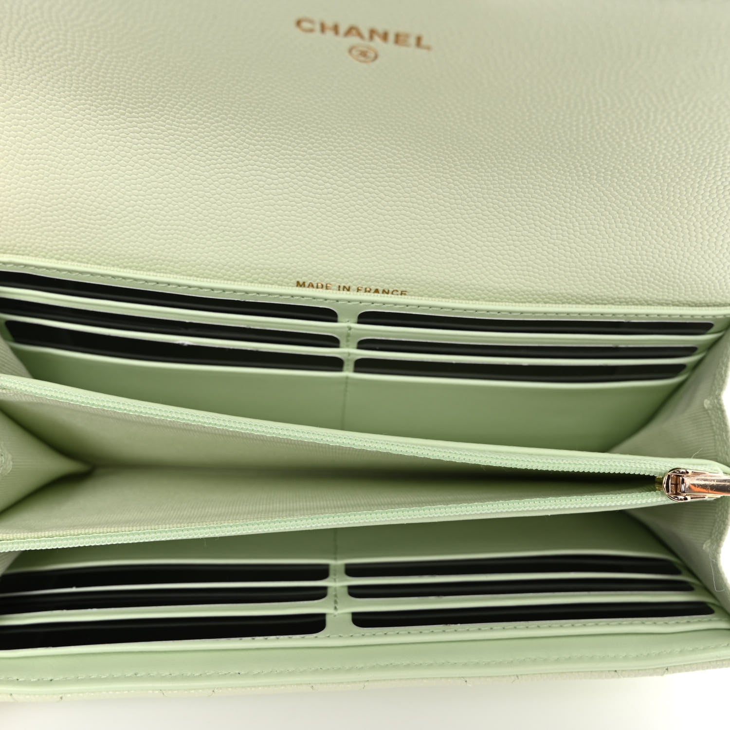 Chanel Caviar Quilted Large Gusset Flap Wallet Light Green 5 of 9