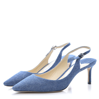 Jimmy Choo Denim Gemma 40 Slingback Pumps 38.5 Blue 3 of 10
